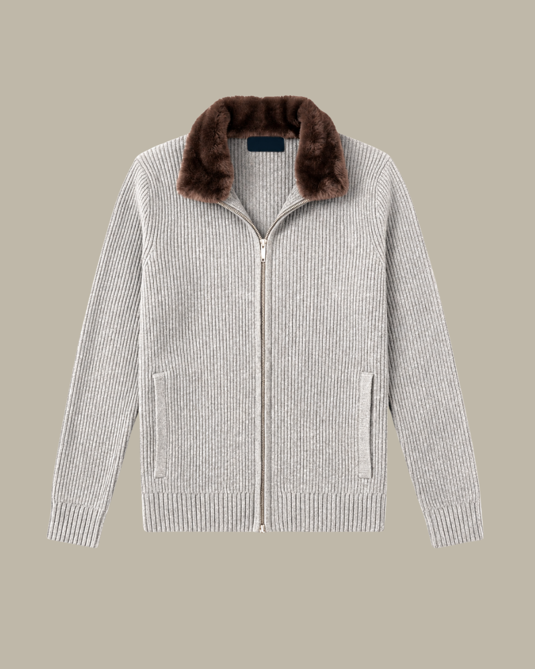 Fur Zipper "Stockholm"- Light Grey