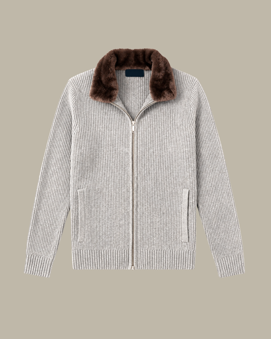 Fur Zipper "Stockholm"- Light Grey