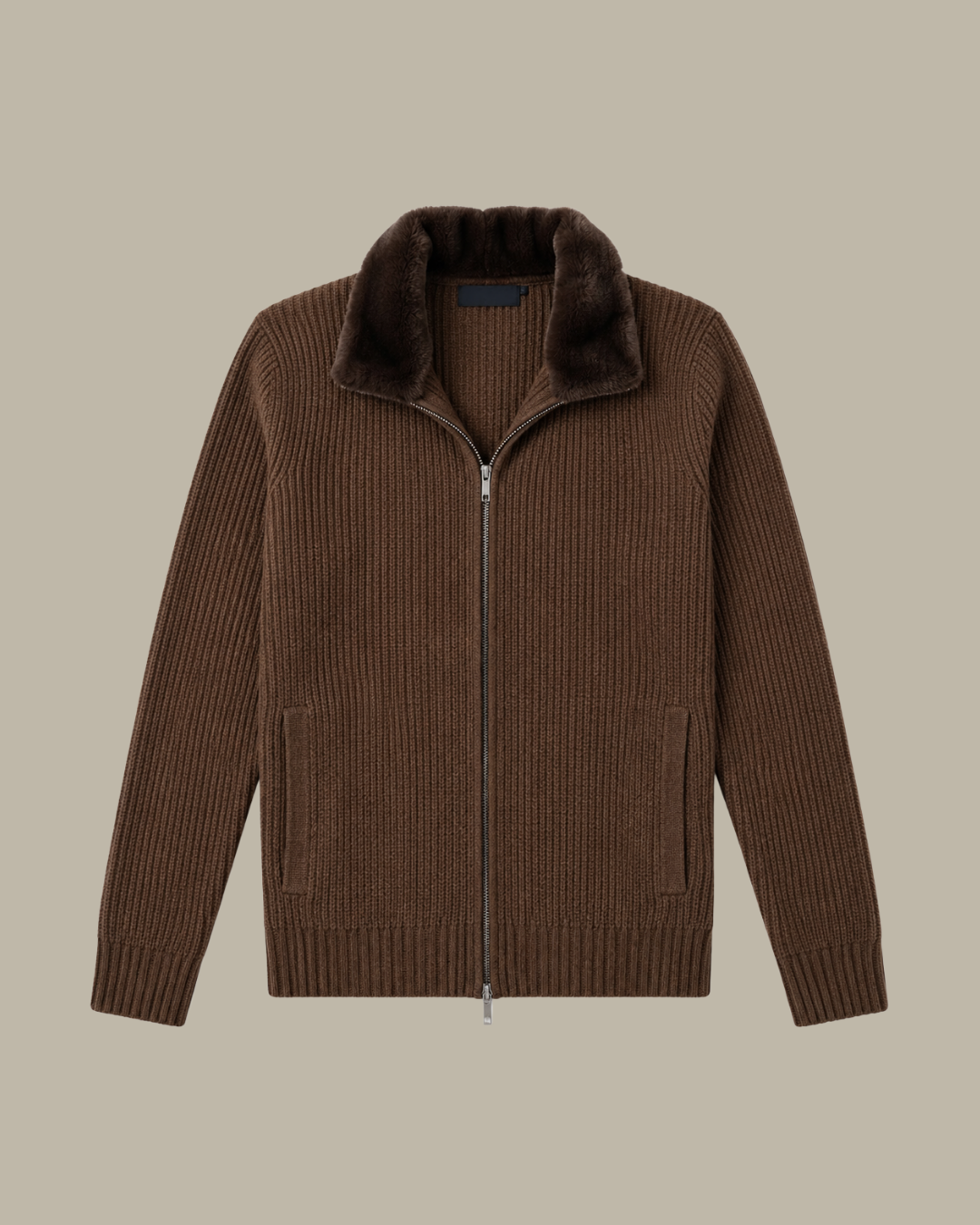 Fur Zipper "Stockholm"- Mocca Brown