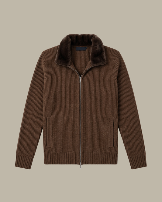 Fur Zipper "Stockholm"- Mocca Brown
