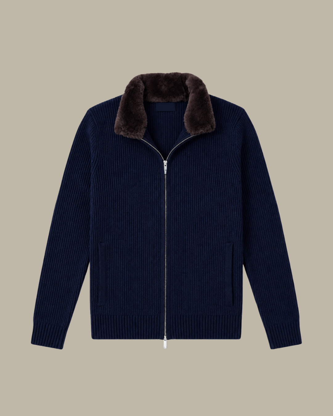 Fur Zipper "Stockholm"- Navy Blue