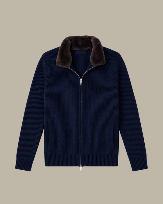 Fur Zipper "Stockholm"- Navy Blue