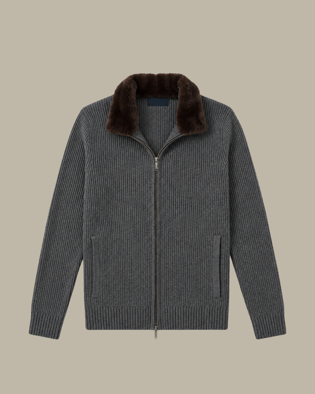 Fur Zipper "Stockholm"- Dark Grey
