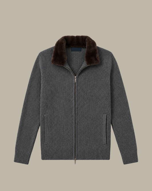 Fur Zipper "Stockholm"- Dark Grey