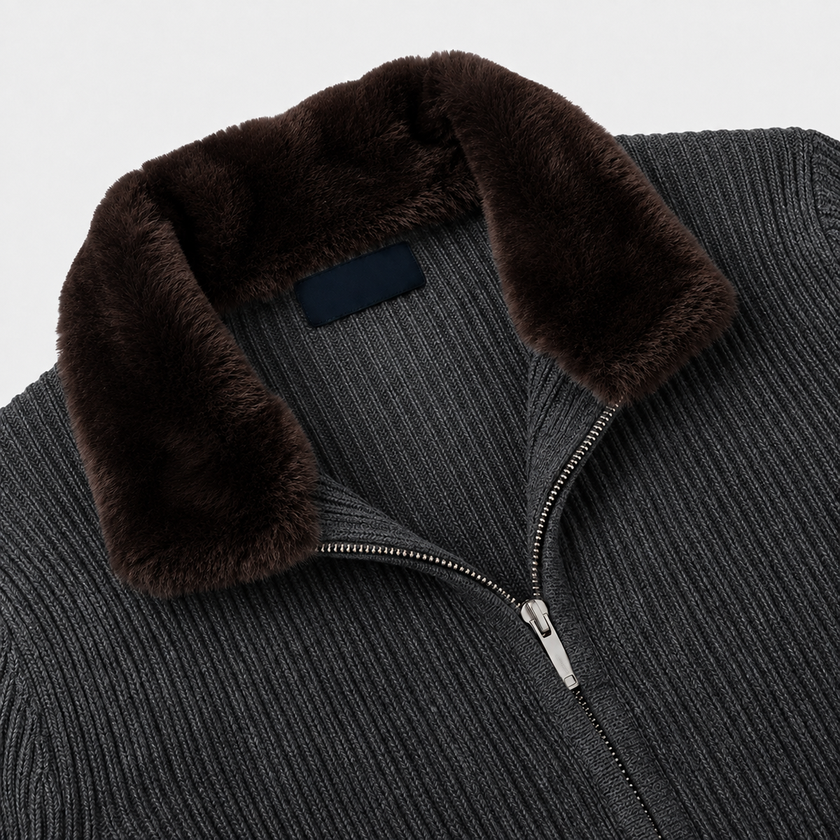 Fur Zipper "Stockholm"- Dark Grey