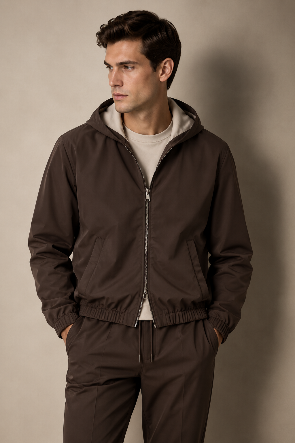 Hooded Resort Jacket by ATELIER- Mocca
