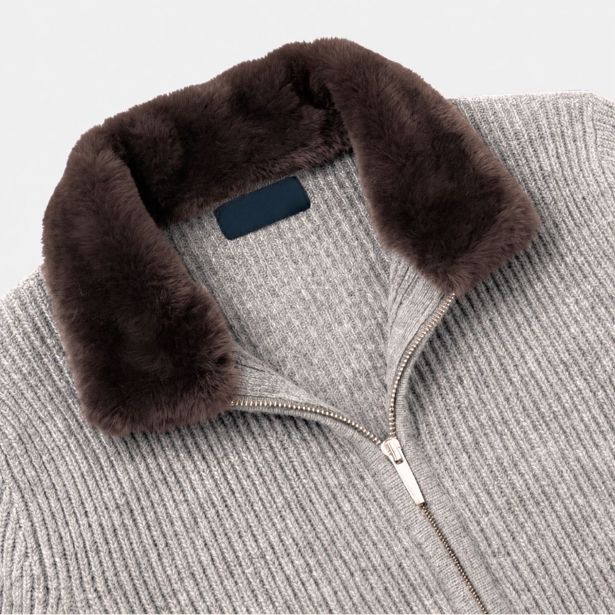 Fur Zipper "Stockholm"- Light Grey
