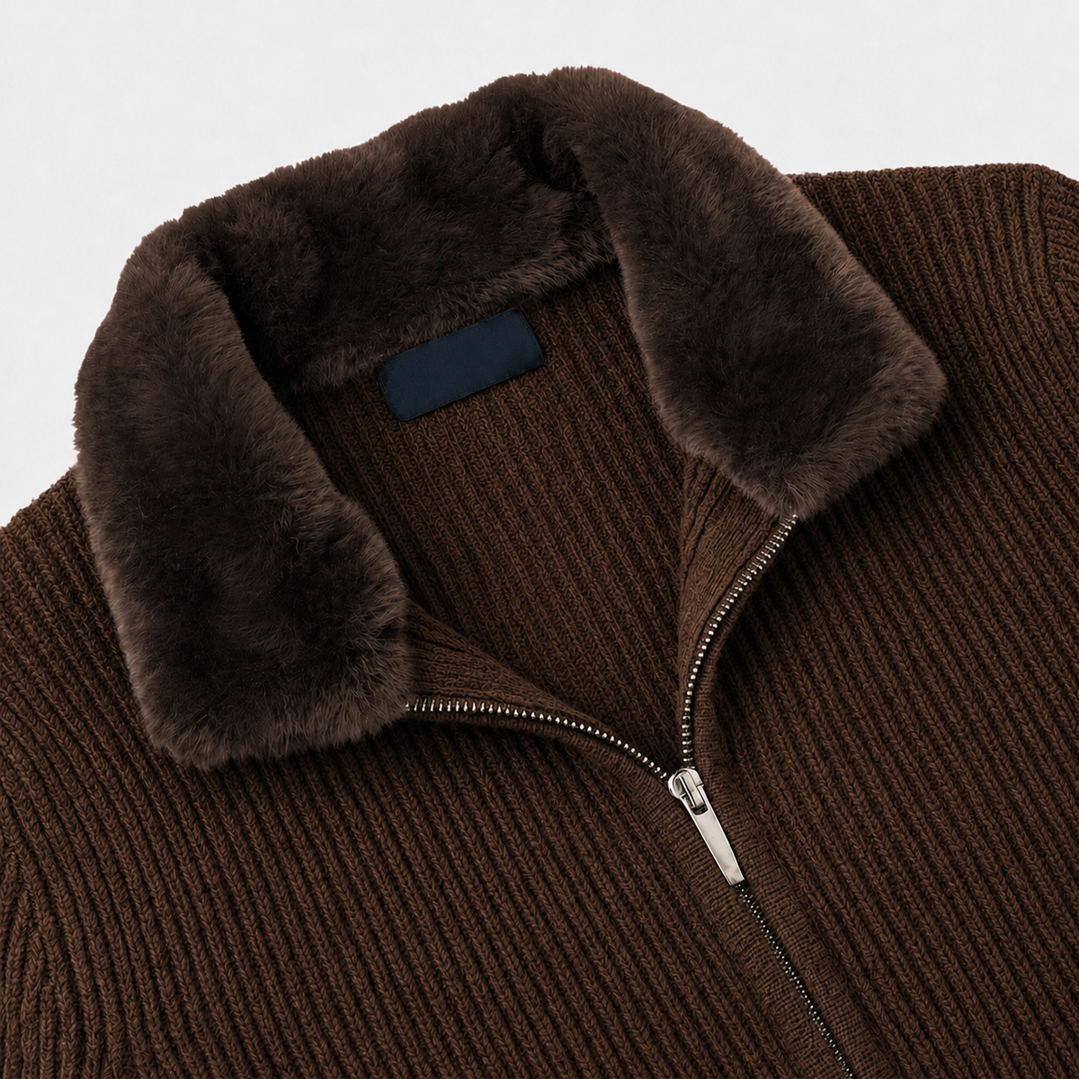 Fur Zipper "Stockholm"- Mocca Brown